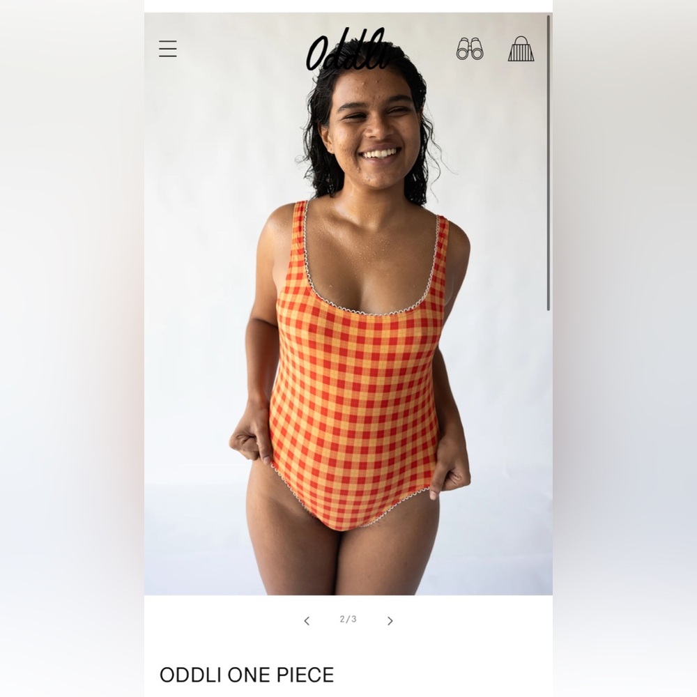 NWOT Oddli One Piece - Red/Orange Plaid